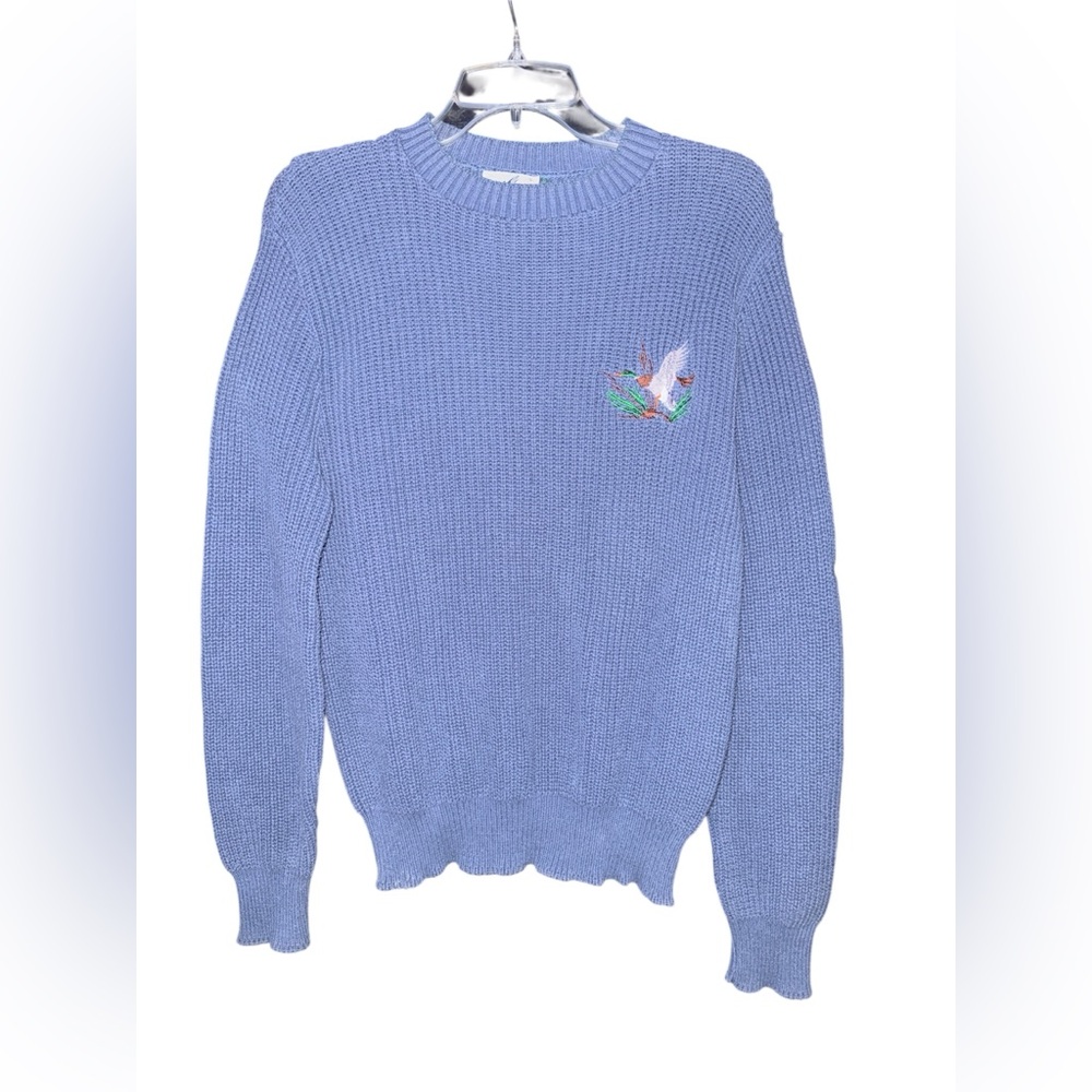 Vtg Flying Scotsman Grandpa Sweater Mens Small Crewneck Duck Embroidered Mallard